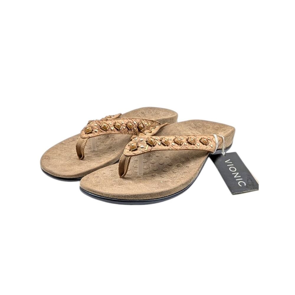 Vionic Rest Floriana 340 Bronze Embelished Stone Cork Orthotic Thongs NWT S4203 - Picture 5 of 12
